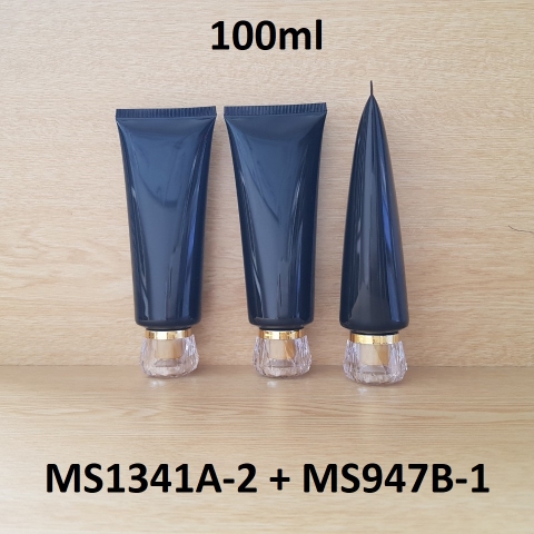 Tuýp tròn đen bóng nắp vàng 100ml