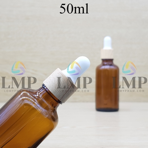 Chai tinh dầu nắp bóp khoen vân gỗ 50ml