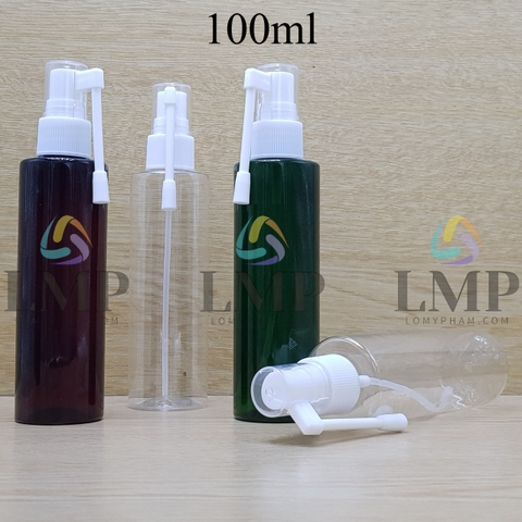 Chai PET vai ngang đầu xịt mũi 360 độ 100ml