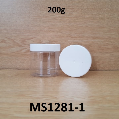 Hũ PETE trong 200g nắp màu