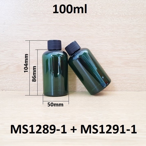 Chai PET xanh đậm nắp vặn sọc 100ml