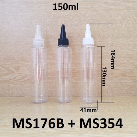 Chai trong vai ngang nắp nhọn 150ml