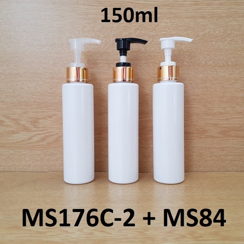 Chai trắng vai ngang vòi van xi vàng 150ml