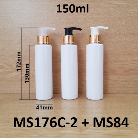 Chai trắng vai ngang vòi van xi vàng 150ml