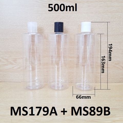 Chai trong vai ngang nắp nhấn 500ml