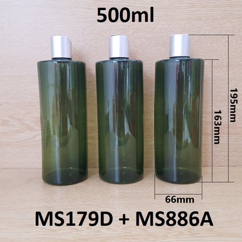 Chai rêu vai ngang nắp nhấn bạc 500ml