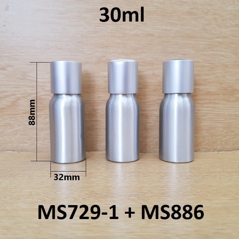 Chai nhôm nắp nhấn bạc 30ml