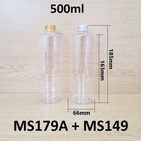 Chai trong vai ngang nắp nhôm cuốn 500ml