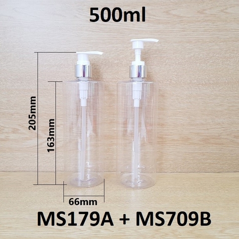 Chai trong vai ngang vòi van xi bạc bóng KO viền 500ml