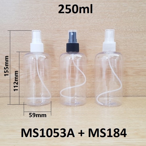 Chai PET vai tròn trong xịt phun sương 250ml