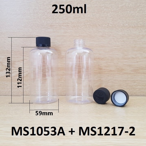 Chai PET vai tròn trong nắp child resistant 250ml