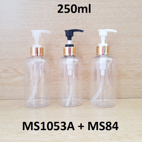 Chai PET vai tròn trong vòi van xi vàng 250ml