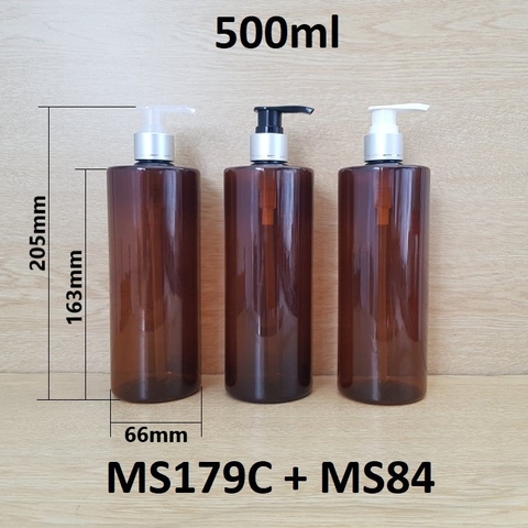 Chai nâu vai ngang vòi van xi bạc 500ml