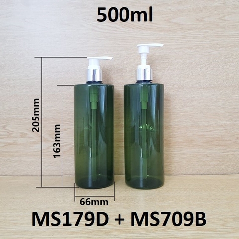 Chai rêu vai ngang vòi van xi bạc bóng KO viền 500ml