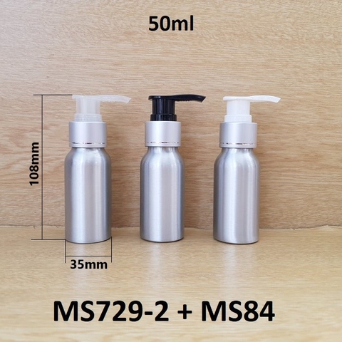 Chai nhôm vòi van xi bạc 50ml