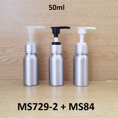 Chai nhôm vòi van xi bạc 50ml