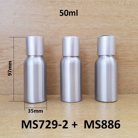 Chai nhôm nắp nhấn bạc 50ml
