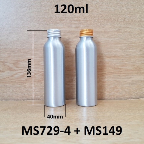 Chai nhôm nắp cuốn biên 120ml