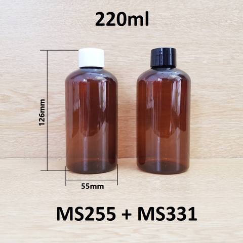 Chai nâu đất lùn nắp vặn 220ml