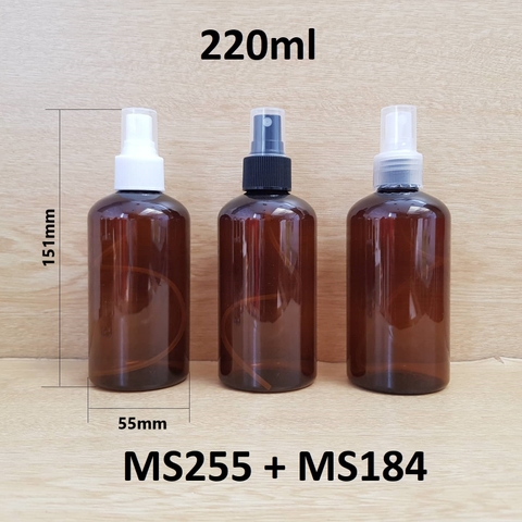 Chai nâu đất lùn nắp phun sương 220ml