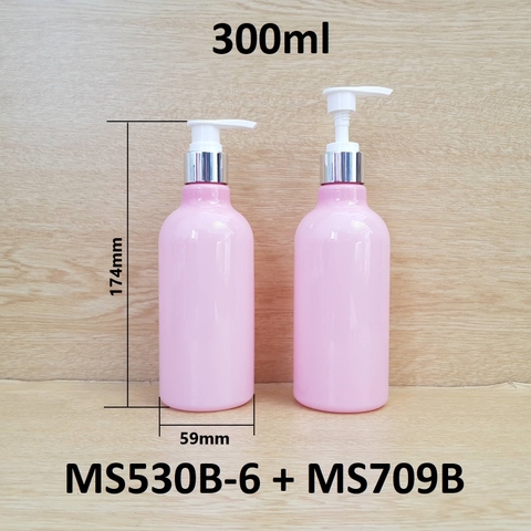 Chai hồng đục cổ cao tròn vòi van xi bạc bóng KO viền 300ml