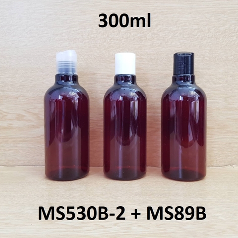 Chai nâu cổ cao tròn nắp nhấn 300ml