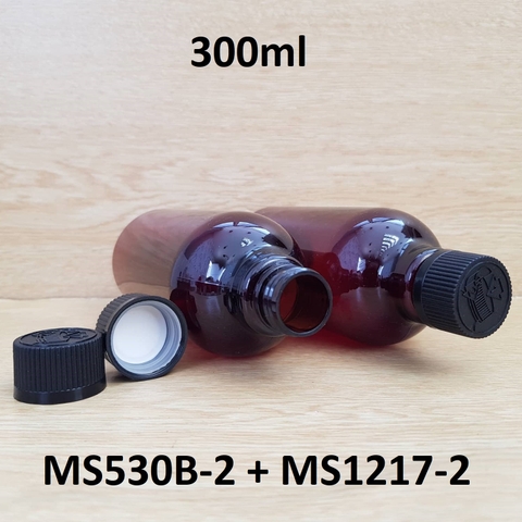 Chai nâu cổ cao tròn nắp child resistant 300ml