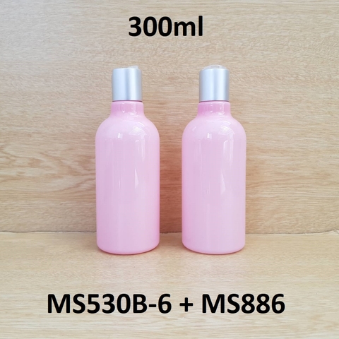 Chai hồng đục cổ cao tròn nắp nhấn bạc 300ml