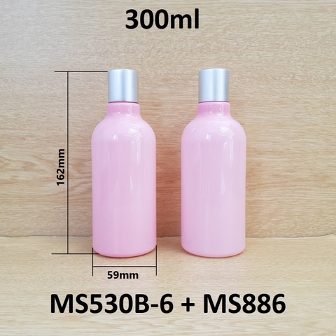 Chai hồng đục cổ cao tròn nắp nhấn bạc 300ml