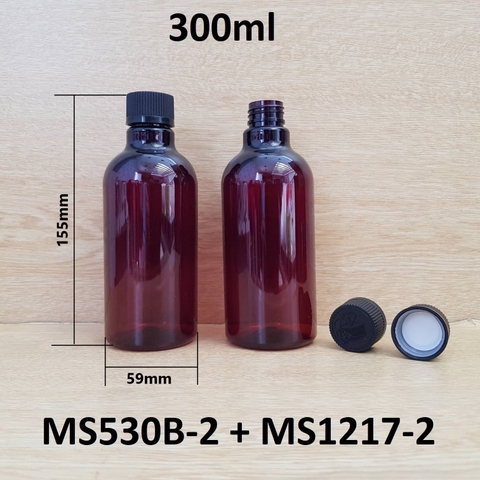 Chai nâu cổ cao tròn nắp child resistant 300ml