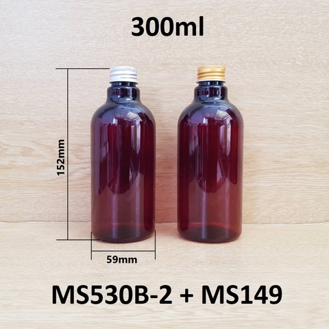 Chai nâu cổ cao tròn nắp cuốn biên 300ml