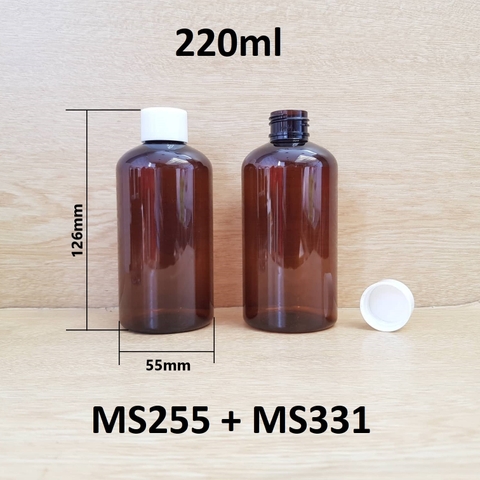 Chai nâu đất lùn nắp vặn 220ml