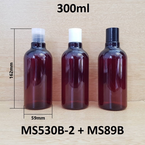 Chai nâu cổ cao tròn nắp nhấn 300ml