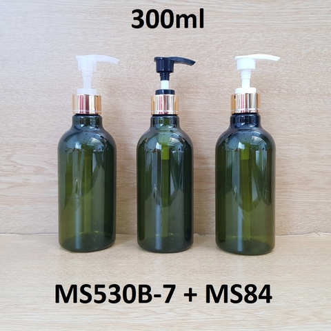 Chai rêu cổ cao tròn vòi van xi vàng 300ml