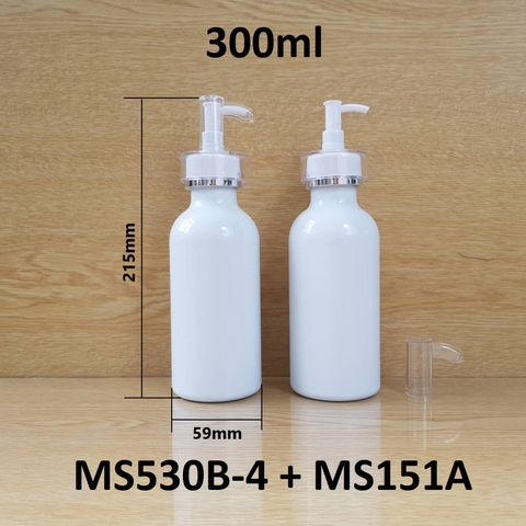 Chai trắng cổ cao tròn vòi voi 300ml