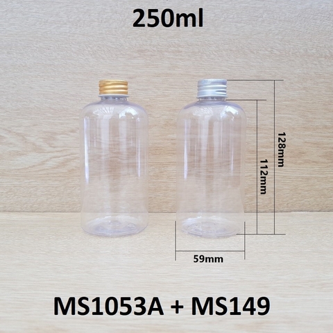 Chai PET vai tròn trong nắp nhôm cuốn 250ml