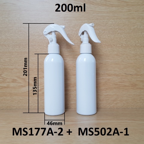 Chai trắng vai tròn đầu xịt kiếng 200ml