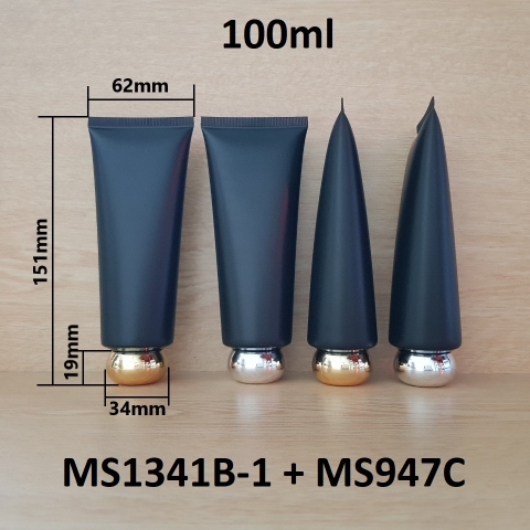 Tuýp tròn đen nhám nắp vàng 100ml