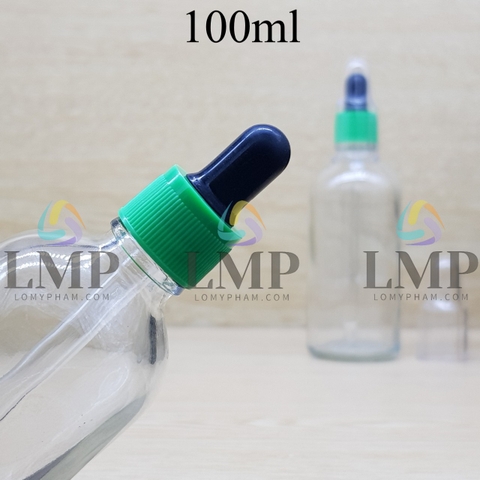 Chai tinh dầu nắp bóp khoen nhựa sọc có nắp chụp 100ml