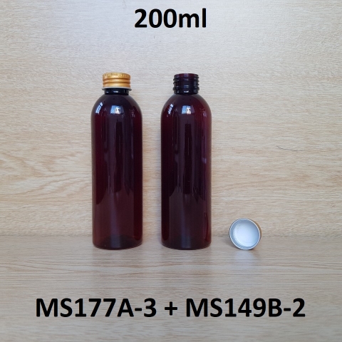 Chai nâu vai tròn nắp vàng cuốn 200ml