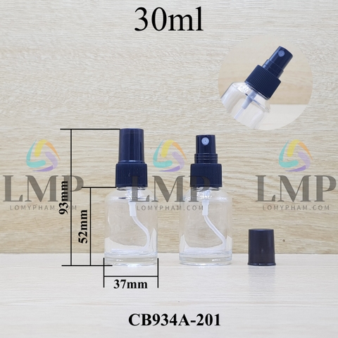 Chai thủy tinh vát đầu phun sương sọc 30ml