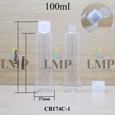 Chai PET vai ngang nắp bật sọc 100ml