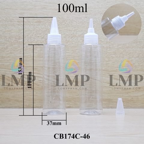 Chai PET vai ngang nắp nhọn sọc 100ml