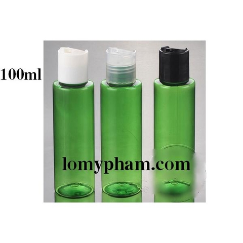 Chai xanh lá vai ngang nắp nhấn 100ml