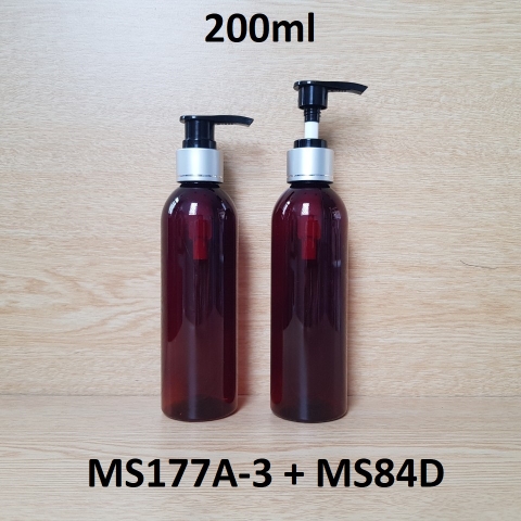 Chai nâu vai tròn vòi đen khoen bạc 200ml