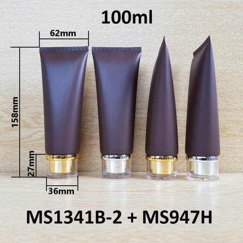 Tuýp tròn nâu nhám nắp vàng 100ml