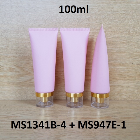 Tuýp tròn hồng nhám nắp vàng 100ml