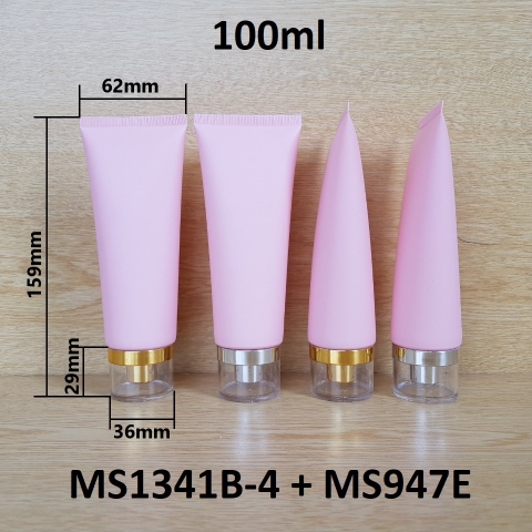 Tuýp tròn hồng nhám nắp vàng 100ml