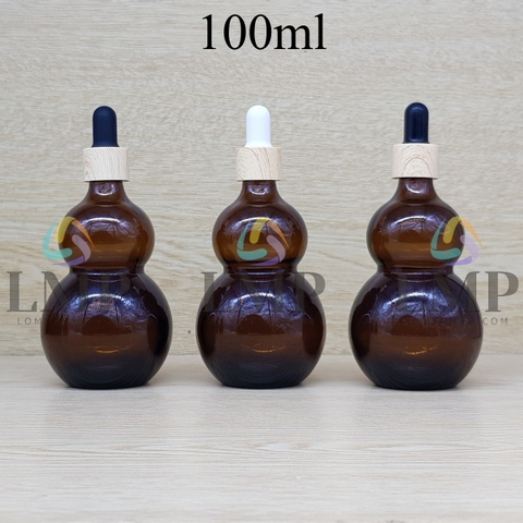 Chai hồ lô nắp bóp khoen vân gỗ 100ml