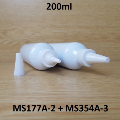Chai trắng vai tròn nắp nhọn sọc trắng 200ml